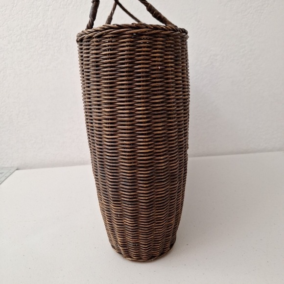 Vintage Woven Basket Purse Tote Wicker Pattern Weave Woven Natural 14" x 11" - Picture 9 of 11